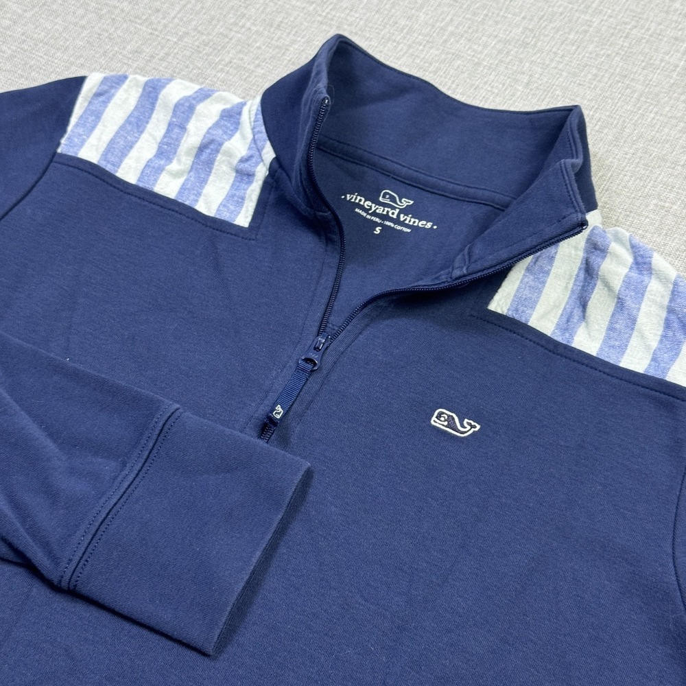 Vineyard Vines Pullover Womens S Blue 1/4 Zip Mock‎ Neck Raglan Pockets